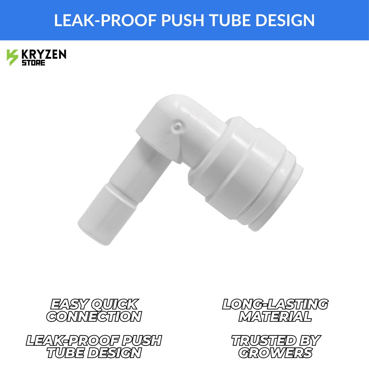 1/4-Inch Stem Elbow (Quick Connect) – 90° Tubing Fitting for Hydroponics & Irrigation