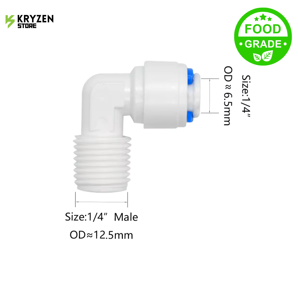 1/4 Thread to 1/4 QC Elbow (Quick Connect) – 90° Tubing Fitting for Hydroponics & Irrigation