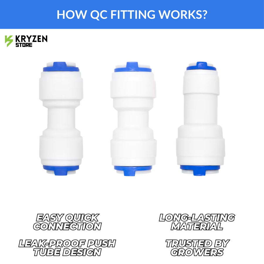 1/4-Inch Straight Connector (QC to QC) – Leak-Proof Joiner for Hydroponics & Irrigation Systems