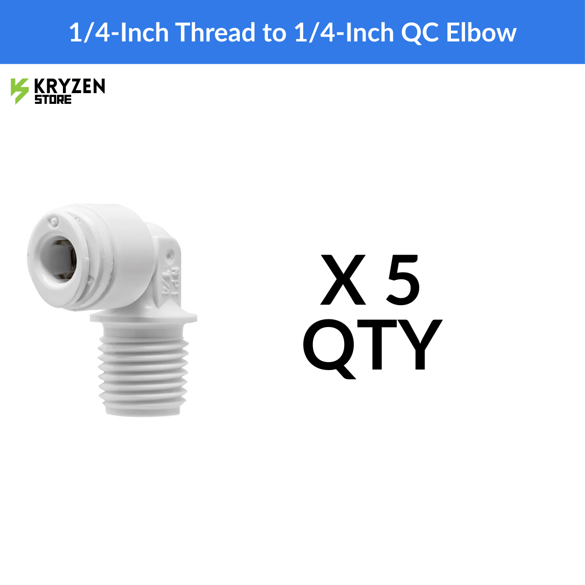 1/4-Inch Thread to 1/4-Inch QC Elbow (Bowl Elbow) – 90° Connector for Hydroponics & RO Systems
