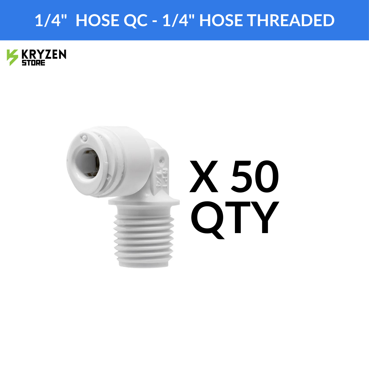 1/4 Thread to 1/4 QC Elbow (Quick Connect) – 90° Tubing Fitting for Hydroponics & Irrigation