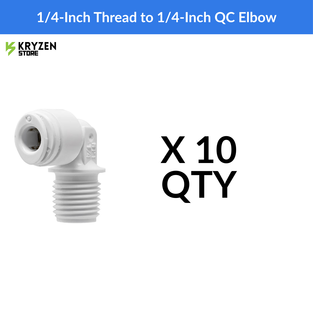 1/4-Inch Thread to 1/4-Inch QC Elbow (Bowl Elbow) – 90° Connector for Hydroponics & RO Systems