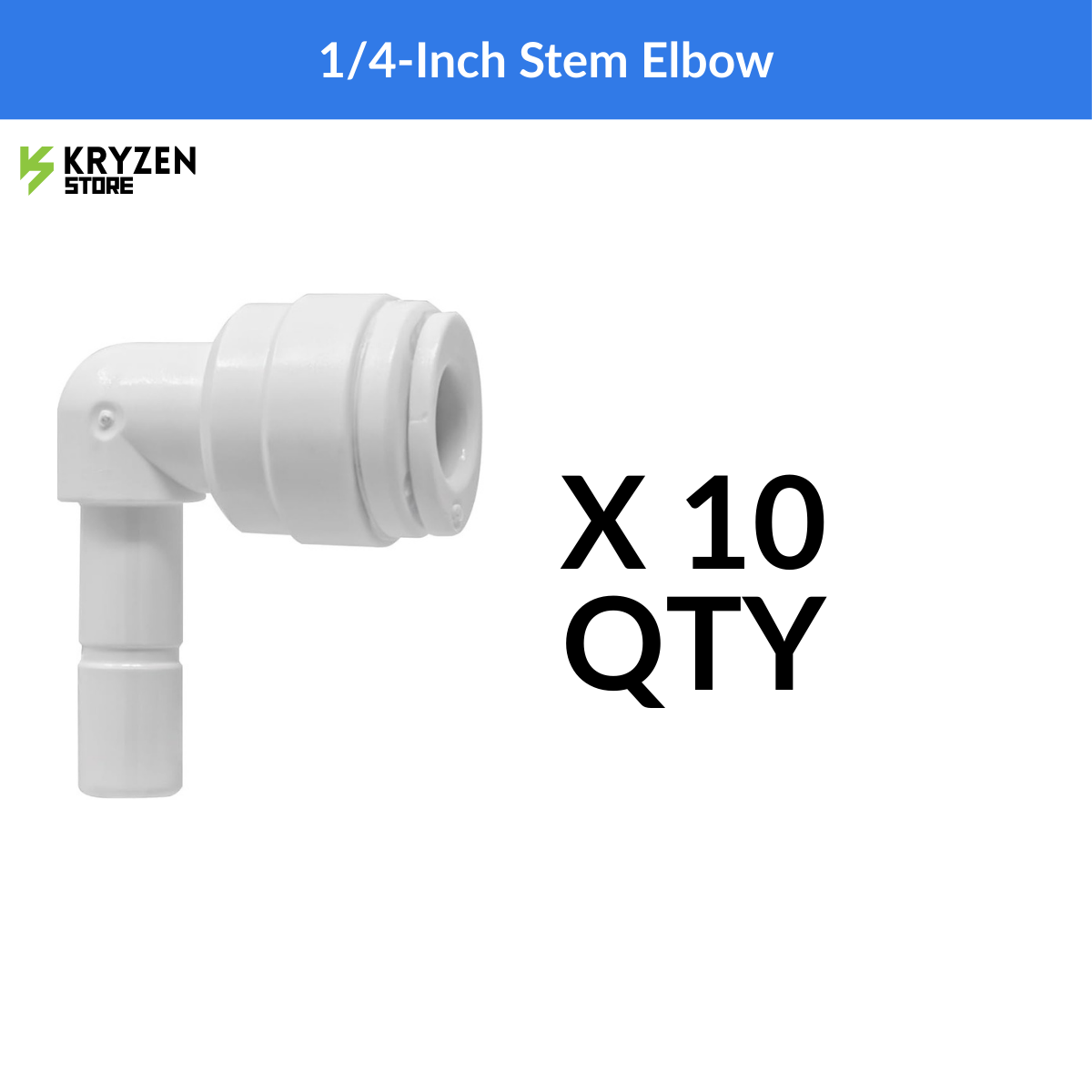 1/4-Inch Stem Elbow (Quick Connect) – 90° Tubing Fitting for Hydroponics & Irrigation