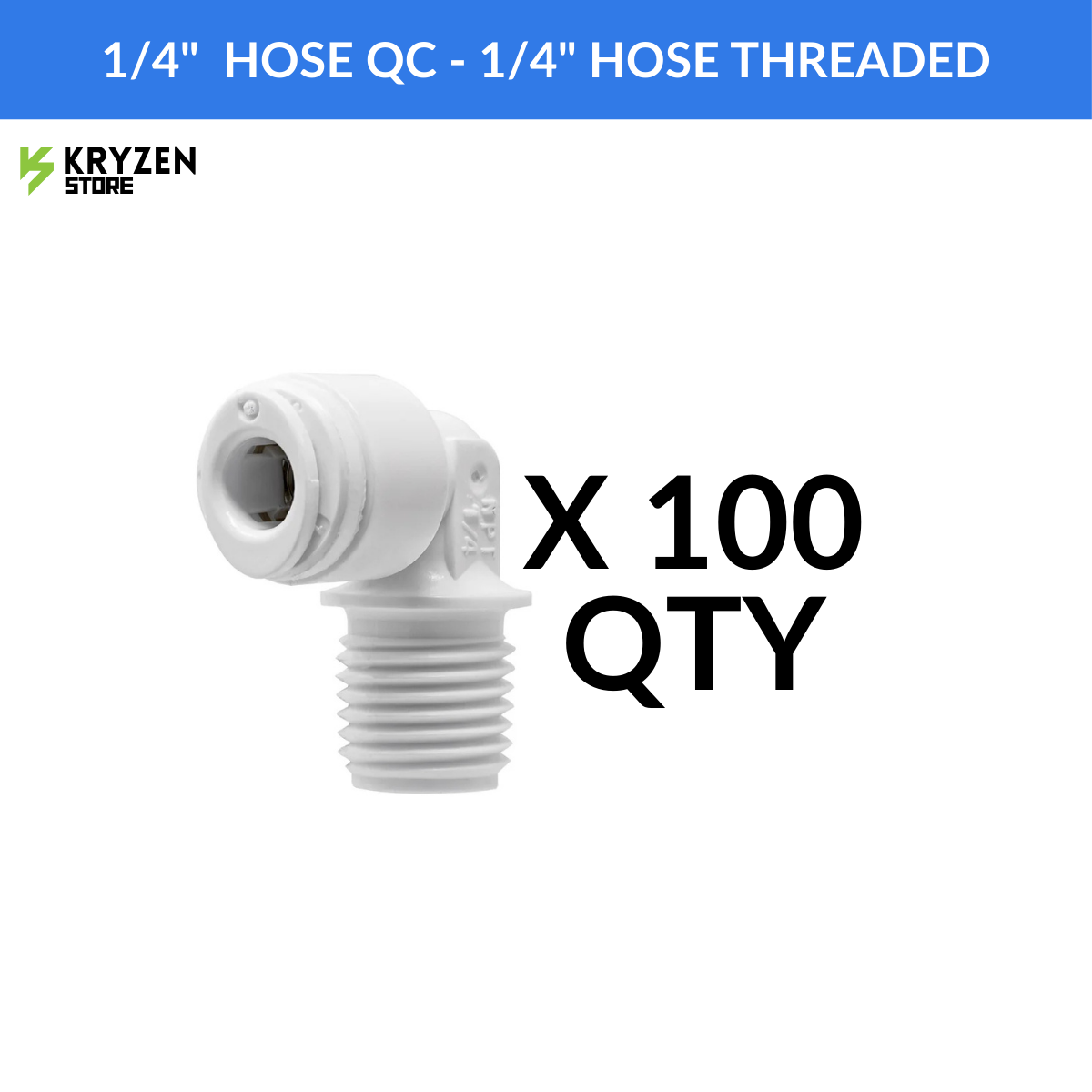 1/4 Thread to 1/4 QC Elbow (Quick Connect) – 90° Tubing Fitting for Hydroponics & Irrigation