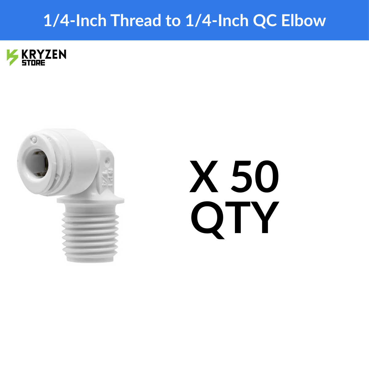 1/4-Inch Thread to 1/4-Inch QC Elbow (Bowl Elbow) – 90° Connector for Hydroponics & RO Systems