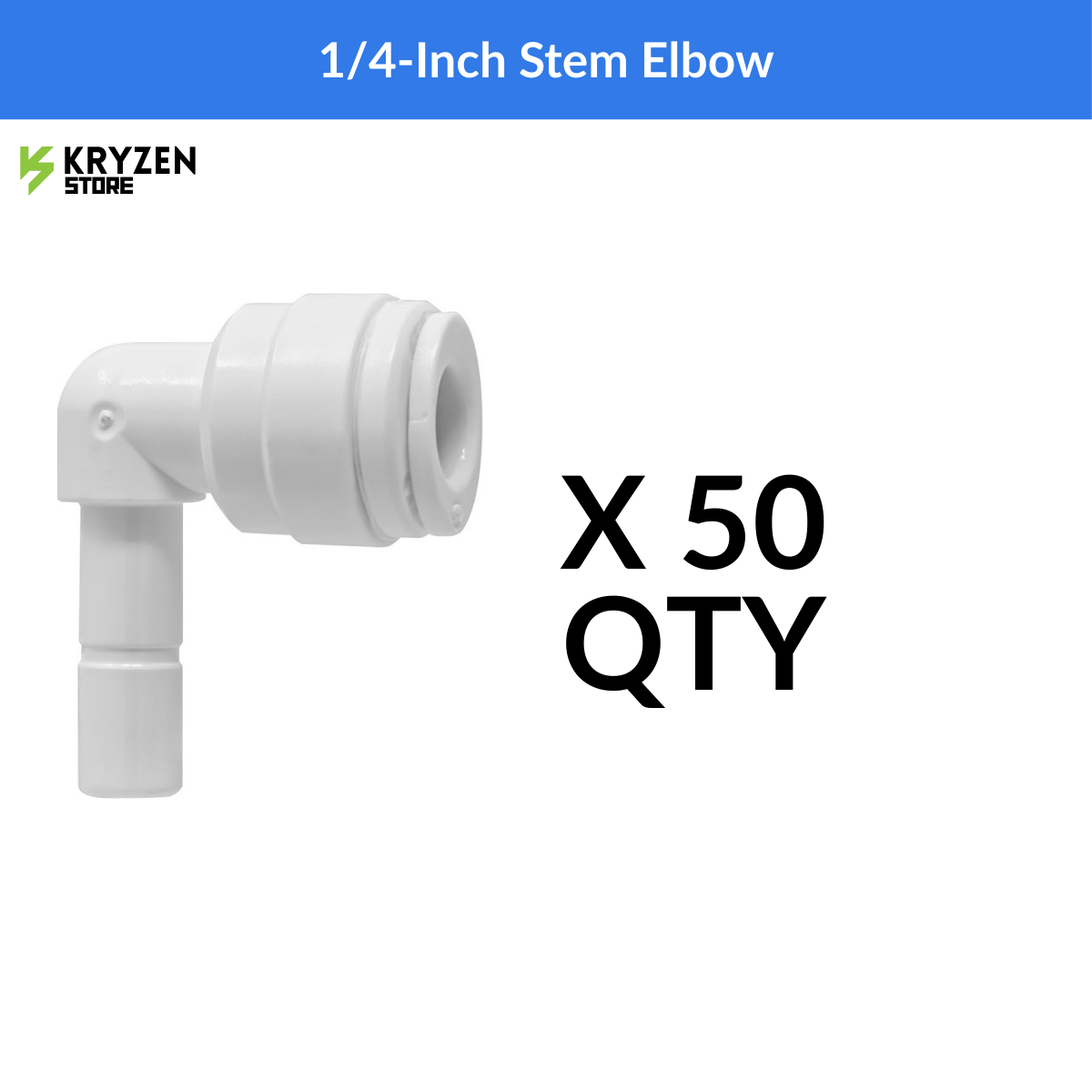 1/4-Inch Stem Elbow (Quick Connect) – 90° Tubing Fitting for Hydroponics & Irrigation