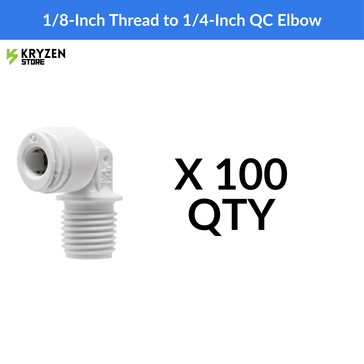 1/8-Inch Thread to 1/4-Inch QC Elbow (Male Thread Elbow) – 90° Fitting for Hydroponics & RO Systems