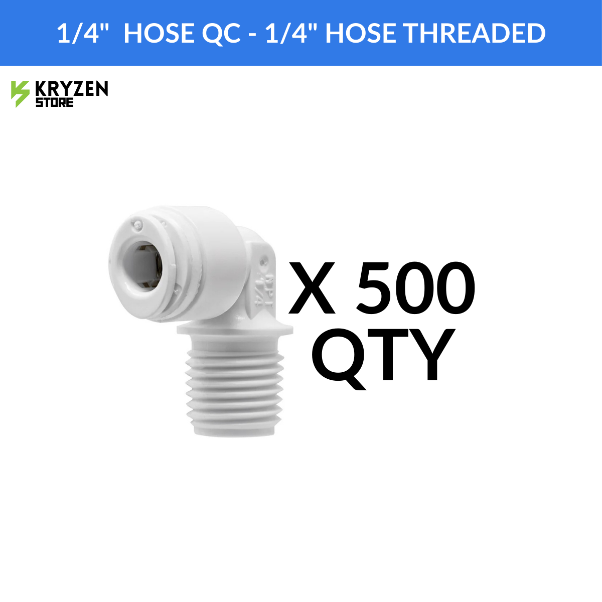 1/4 Thread to 1/4 QC Elbow (Quick Connect) – 90° Tubing Fitting for Hydroponics & Irrigation