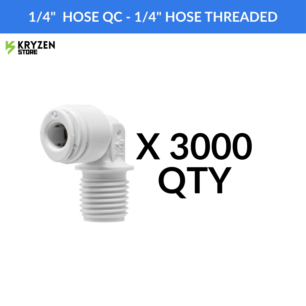 1/4 Thread to 1/4 QC Elbow (Quick Connect) – 90° Tubing Fitting for Hydroponics & Irrigation