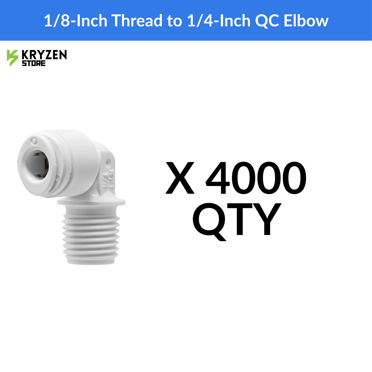 1/8-Inch Thread to 1/4-Inch QC Elbow (Male Thread Elbow) – 90° Fitting for Hydroponics & RO Systems